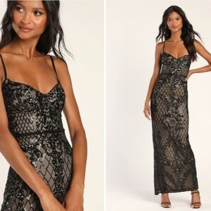 LULUS Sexy Prom Wedding Special Event Shimmer Sequins Elegant Mermaid Gown